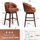 preview thumbnail 8 of 8, Bar Stools PU Leather / Linen Fabric Upholstered Solid Wood Swivel Barstool Set of 2/4