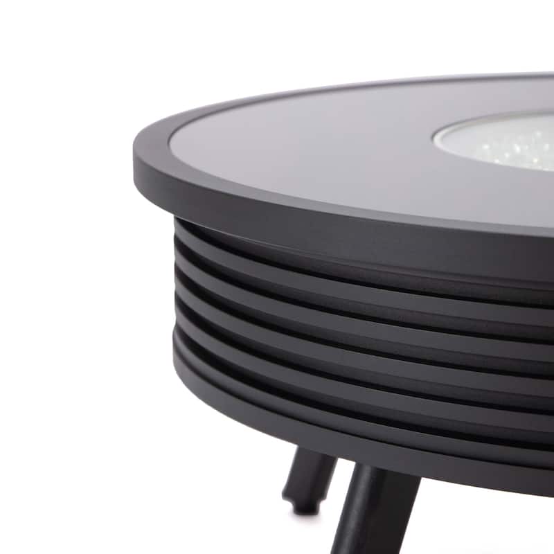Leisuremod Walbrooke Modern Outdoor Patio Round Fire Pit Table for Porch Backyard Deck - 29