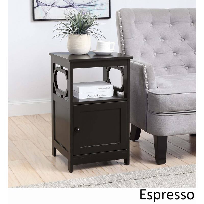 Convenience Concepts Omega End Table with Storage Cabinet and Shelf - Espresso