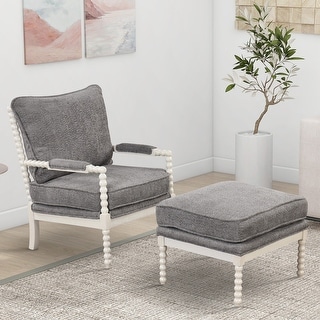 Velvet Accent Chairs with Ottoman,Tufted Single Sofa Chair,Club Arm