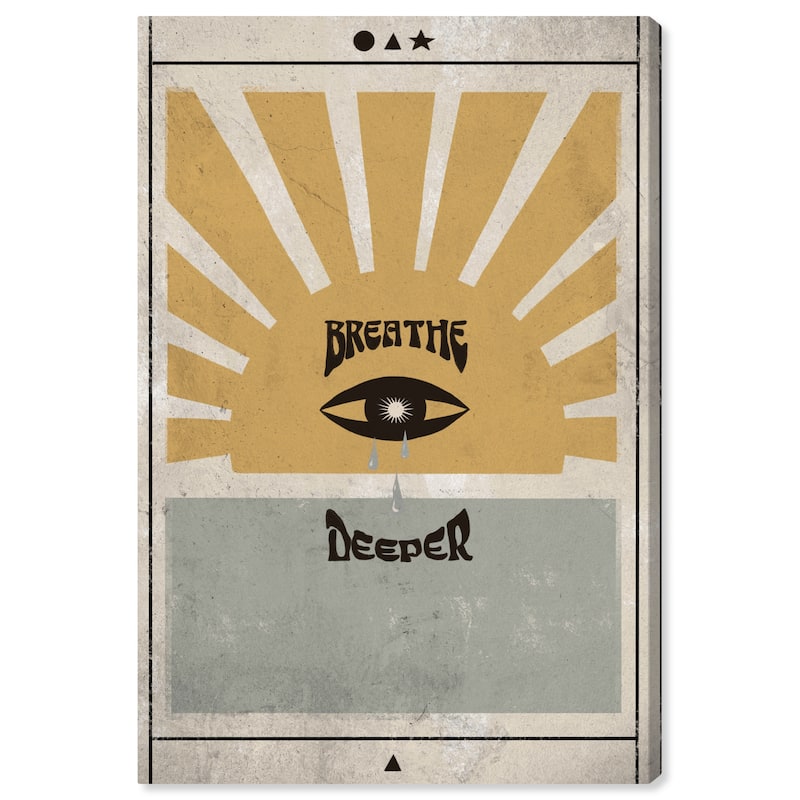 Wynwood Studio Canvas Typography and Quotes Breathe Deeper Blue and Wall Art Canvas Print
