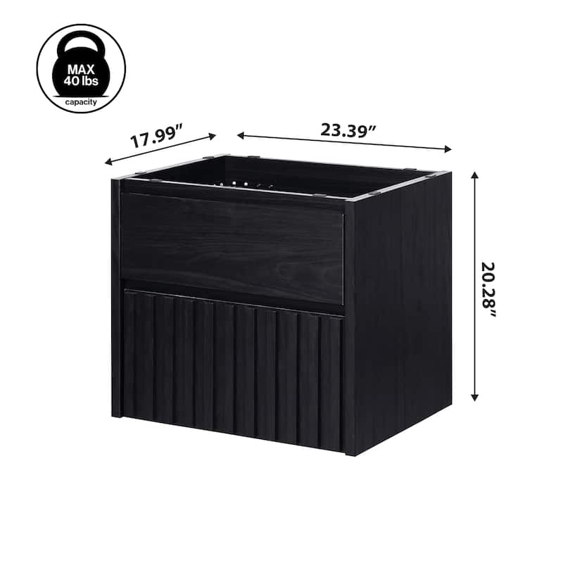 Sherwin Slat Modern Coastal 2-Drawer Wall Mounted Bath Vanity Cabinet Only (Sink Basin Not Included), By JONATHAN Y