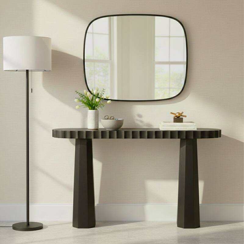 Metallic Marble and Wood Table for Home Decor - Black
