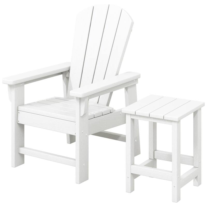 Laguna Kids Outdoor Poly Adirondack Chair With Side Table 2-Piece Set - White