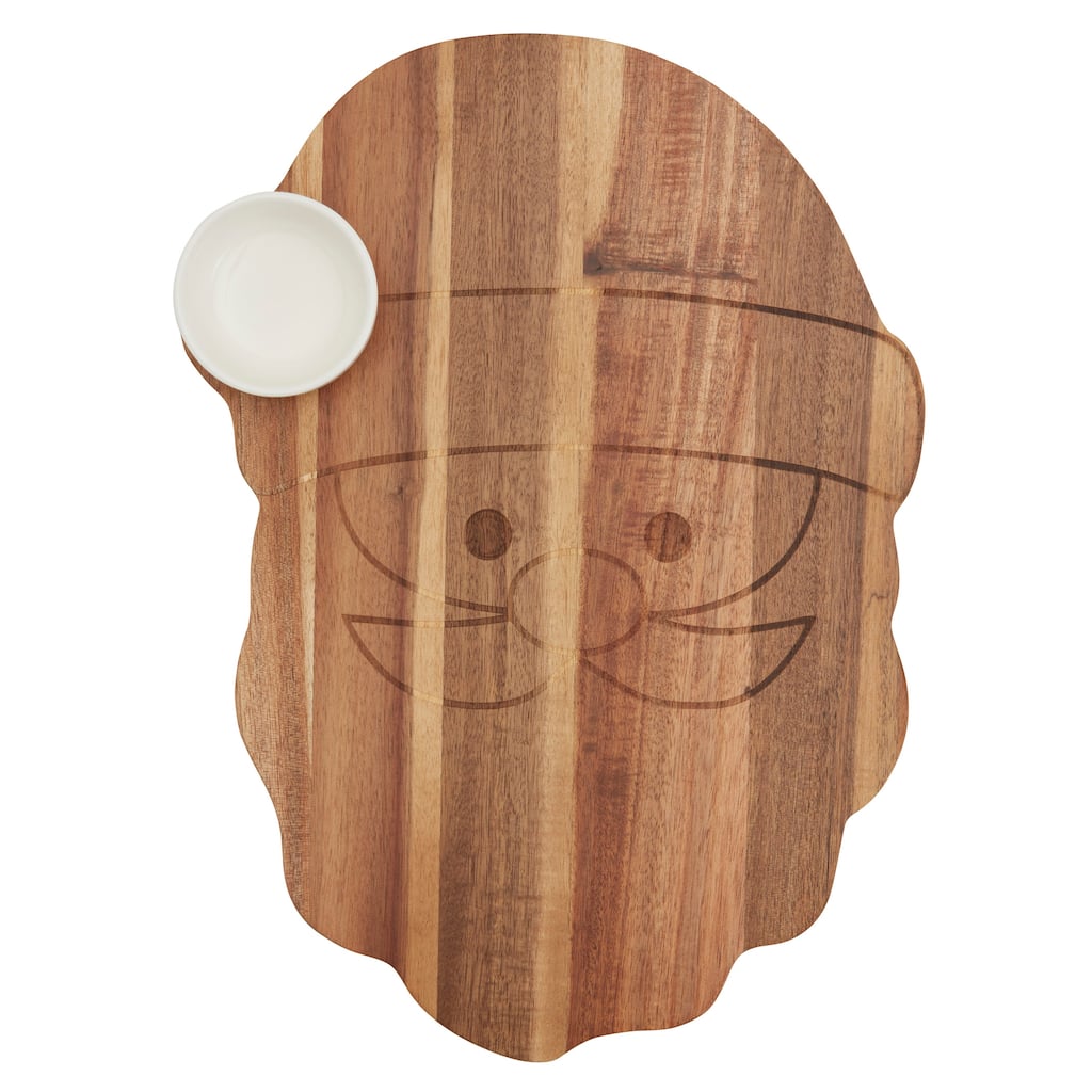 Tabletops Gallery Set of 2 Santa Acacia Wood Serving Board with Ceramic Bowl
