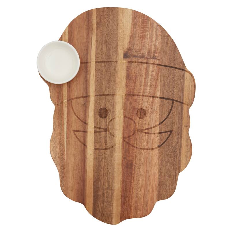 Tabletops Gallery Set of 2 Santa Acacia Wood Serving Board with Ceramic Bowl