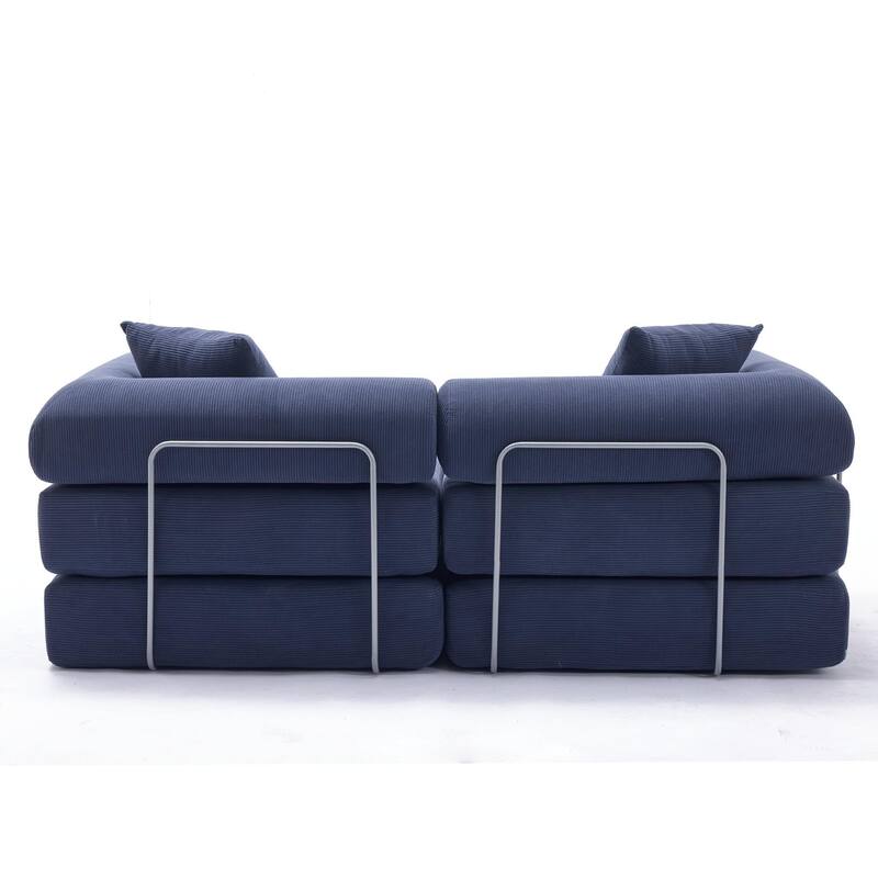 Modular Couch Sofa Bed, Convertible Design with Removable Armrests,Folding Mattress Couch for Small Spaces ,No Assembly
