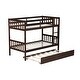 preview thumbnail 9 of 10, Stylish & Simple Twin Over Twin Bunk Beds with Trundle, Safety Rail and Ladder, Kids/Teens Bedroom, Split Into 2 Beds, Black
