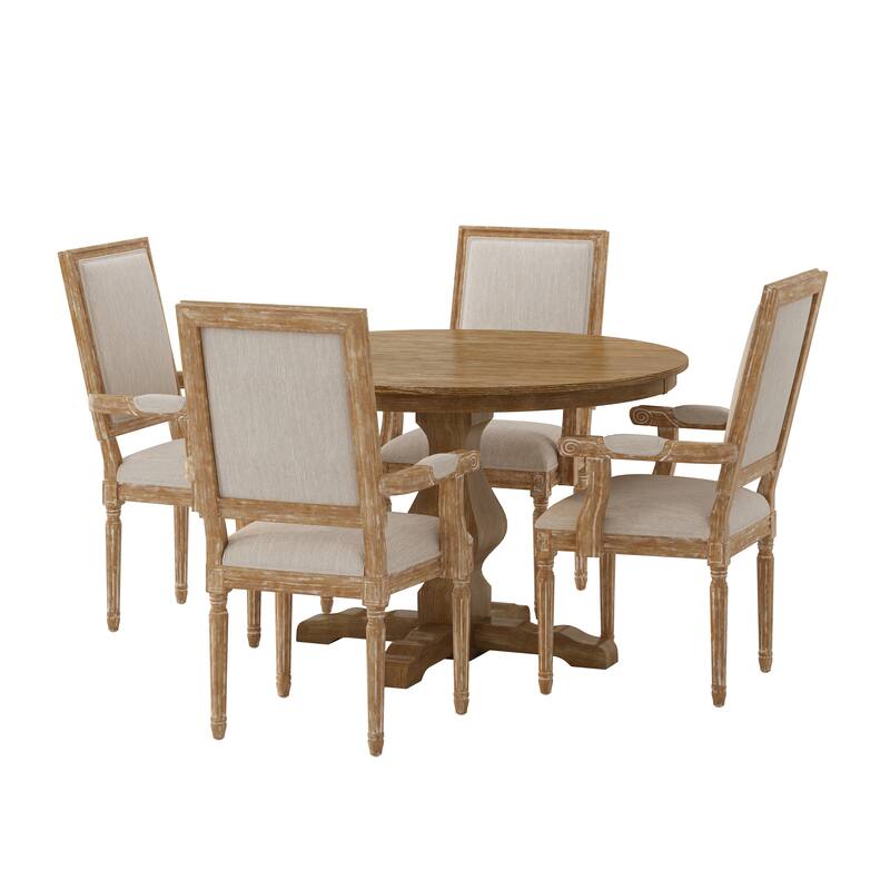 Mores Upholstered 5 Piece Circular Dining Set by Christopher Knight Home