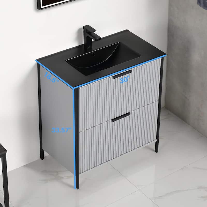 Blossom 30 Inch All Wood Freestanding Bathroom Vanity with Sink