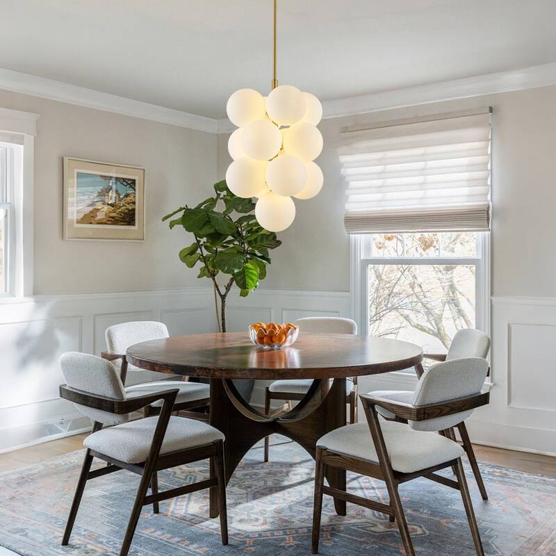 Classic Glam 13-Light White Frosted Grape Glass Stacked Chandelier - 15.7 in