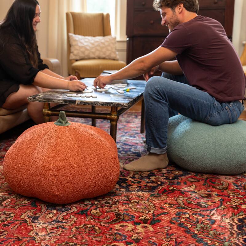 Jaxx Pumpkin Pouf - Luxurious Ottoman for Fall & Halloween Decor