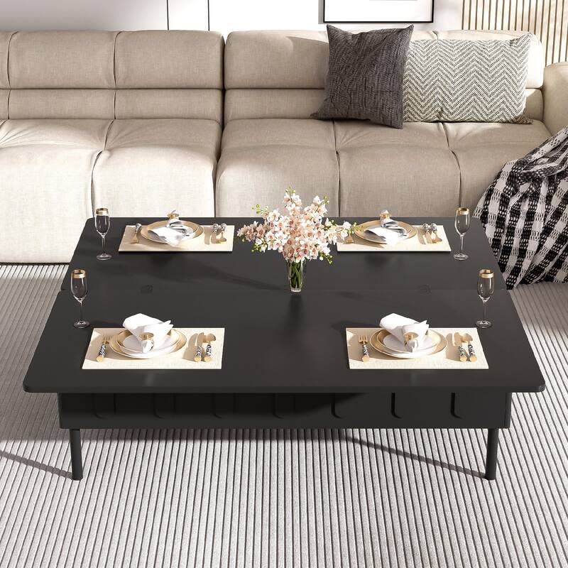 Multi-Functional Adjustable Coffee Table with Hidden Storage Compartment and Foldable Top