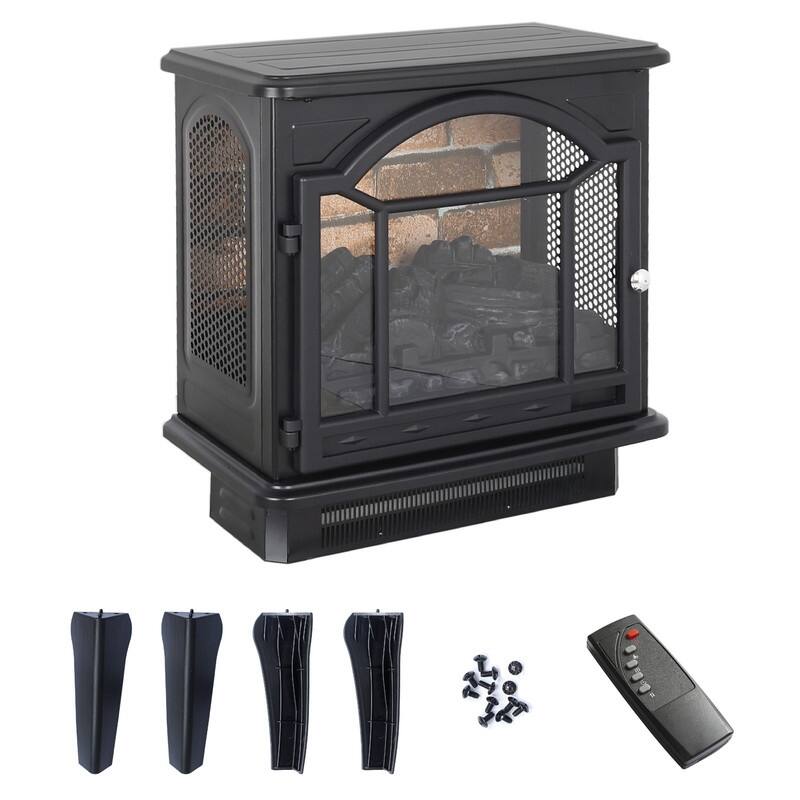 17/18/26/33 inch Freestanding Electric Fireplace Stove Heater with 3D Flame Effect 12H Timer Infrared Remote Control,Black/Brown