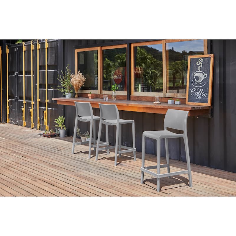 Sensilla Resin Stackable Counter-height Bar Stools, Set of 2