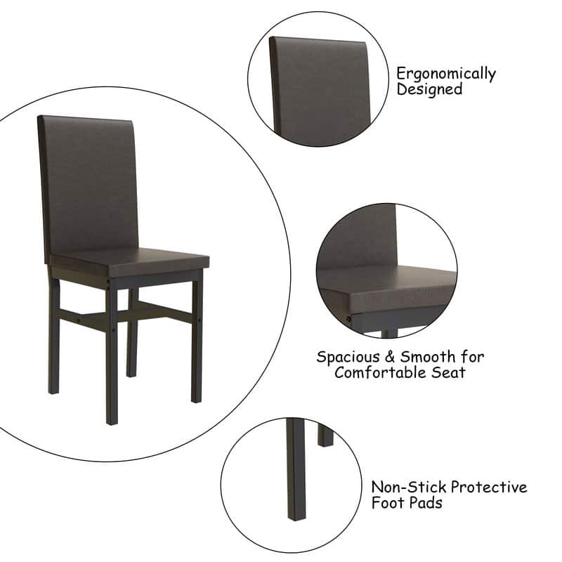 Grondin Modern Contemporary 5 Pieces Dining Table Set with Faux Marble Top and 4 PU Leather Upholstered Chairs