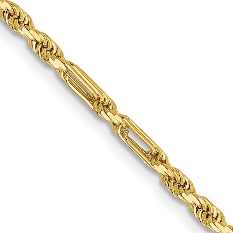 Curata 14k Yellow Gold Solid 2.5mm Milano Rope Chain Bracelet Lobster Claw