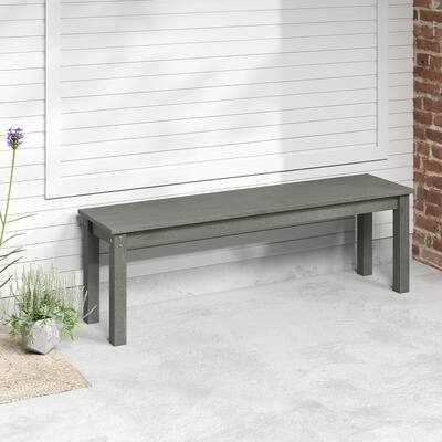 Gymax 55'' HDPE Outdoor Bench for 2-3 People Weatherproof Backless