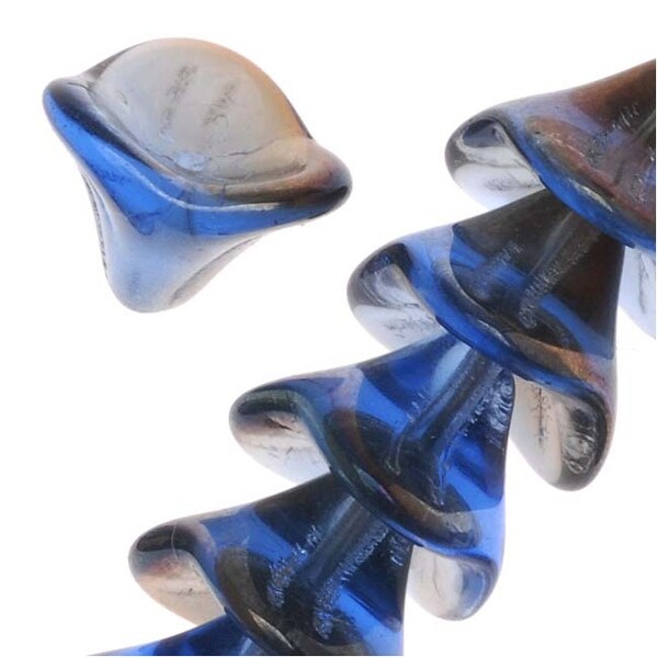 Czech Glass Beads Three Petal Flower 12mm Sapphire Blue Celsian (12). Opens flyout.