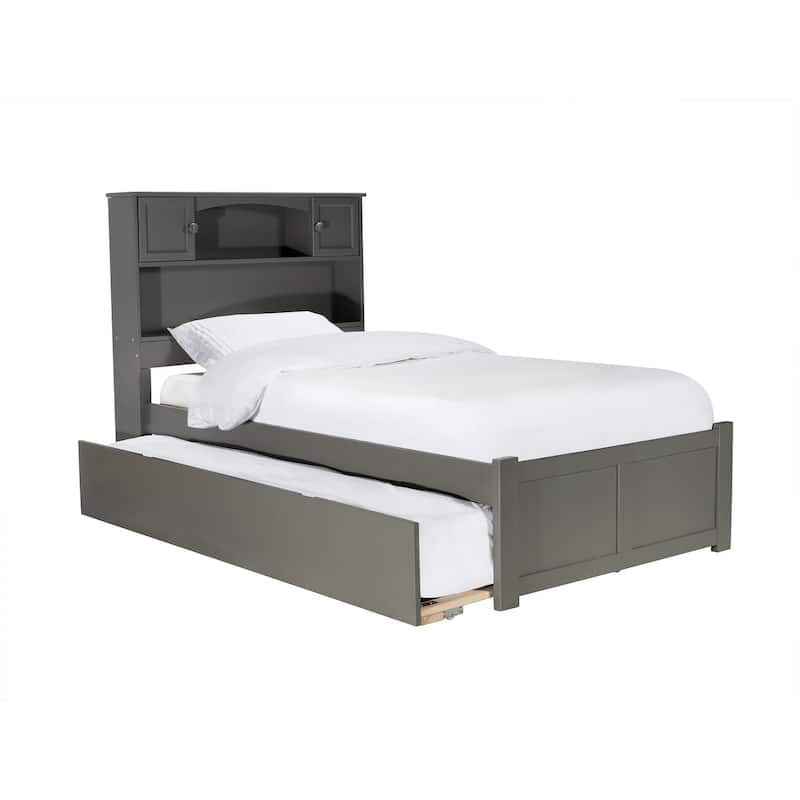 Twin Platform Bed with Trundle - Modern Grey Bed Frame, Space Saving Design, Easy Assembly