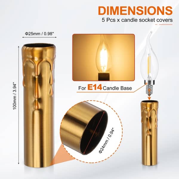 dimension image slide 11 of 39, Candle Covers Sleeves, Socket Sleeves for Candelabra Base Bulbs