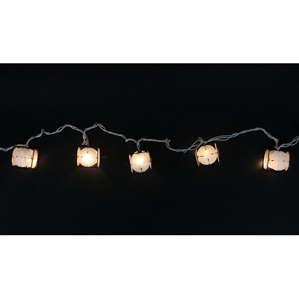 Set of 10 Pearlized White and Black Lantern Party Patio Christmas Lights - White Wire - multi-colored