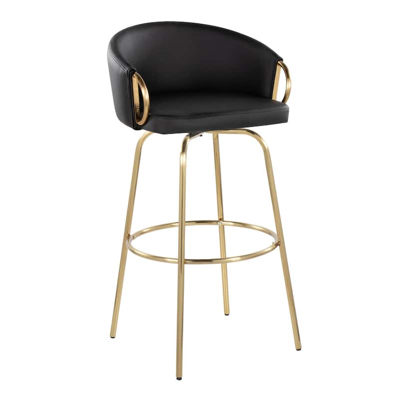 Lumisource Claire 30" Fixed-Height Bar Stool Gold Metal - Set of 2 - 19.5"Lx21"Wx38.25"H