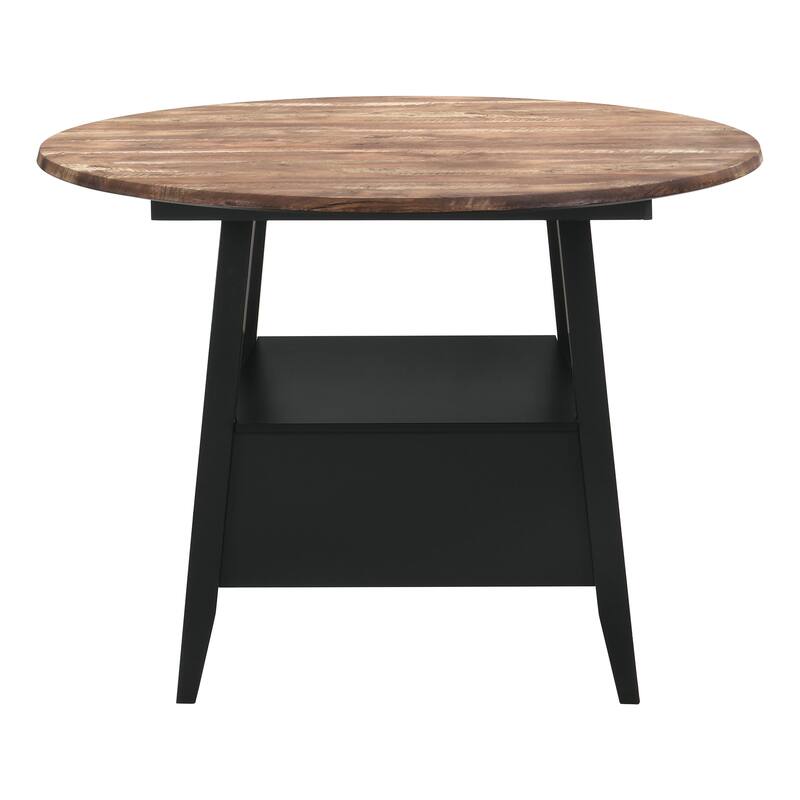 Astor Yukon Oak and Black Storage Base Round Counter Height Table