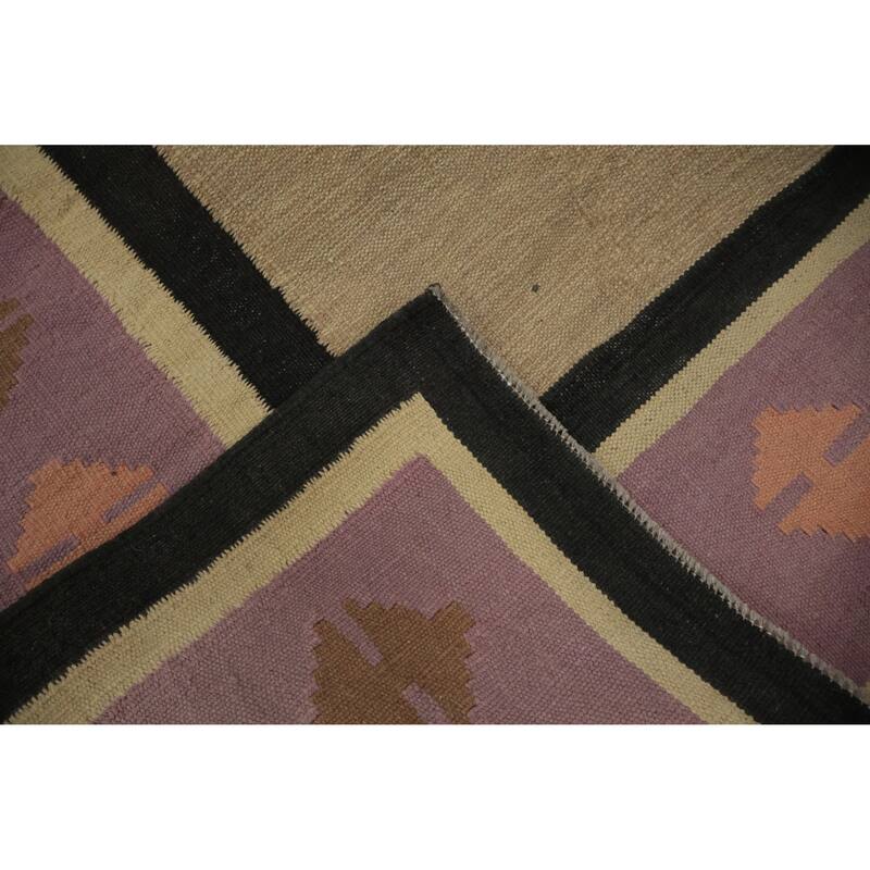 Hand Woven Oriental 100% Wool Carpet Southwestern Tribal Beige & Ivories Kilim Area Rug - 10' 2'' X 8' 2''