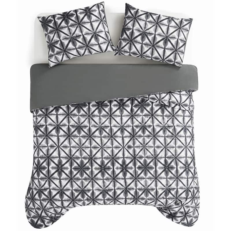 Vince Camuto Classic Shibori 3 Piece Duvet Cover Set
