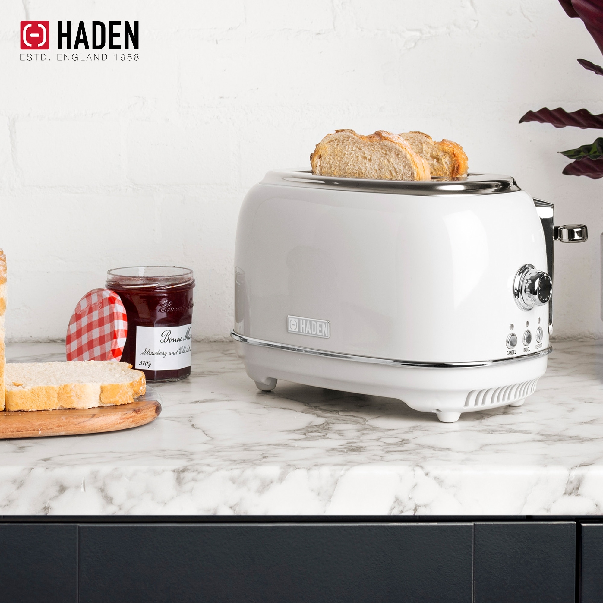 Haden Heritage 2 Slice Wide Slot Toaster Black and Chrome