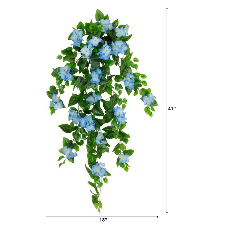41-in UV Resistant Artificial Hydrangea Hanging Plant - Set of 2