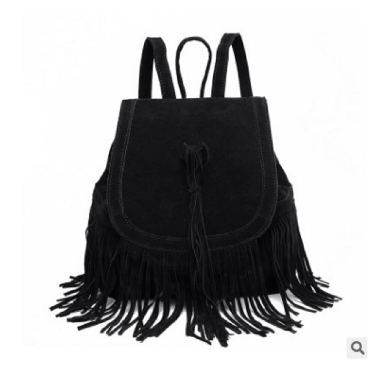 black suede backpack women's