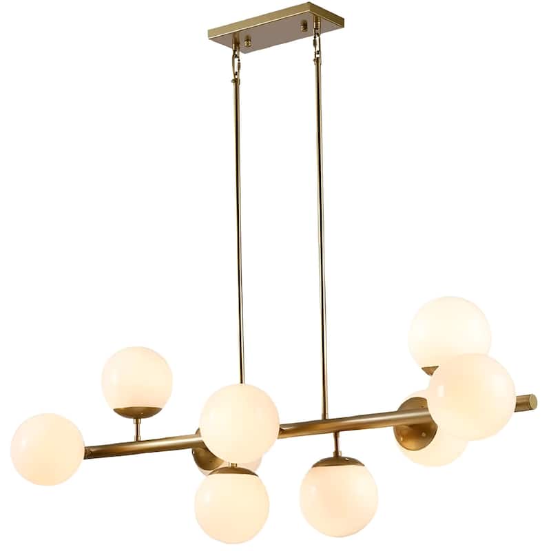 Apollo Globe White Pendant Light for Kitchen Island, Futuristic Spheres Chandelier (Black or Gold)