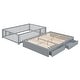 preview thumbnail 89 of 118, Wood Cribs Convertible Toddler Bed with Fence Guardrails and 2 Drawers Split into Independent Floor Bed and Daybed Slat Support