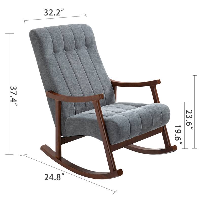 AVAWING Upholstered Rocking Chair Modern High Back Armchair Set of 2