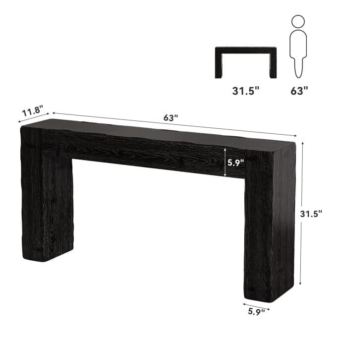Solid Wood Console Table, 63-inch Farmhouse Entryway Table