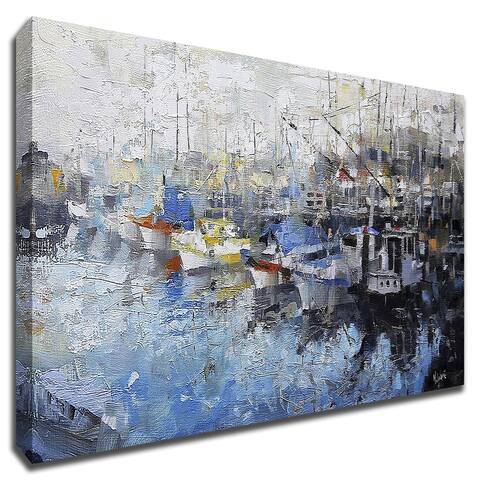 San Francisco Wharf by Mark Lague With Hand Painted Brushstrokes, Print on Canvas