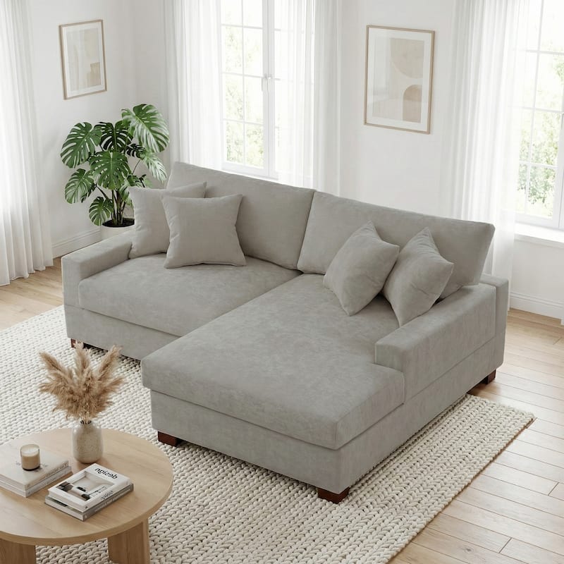 Modern Oversized Chenille Modular Sectional Sofa With Chaise