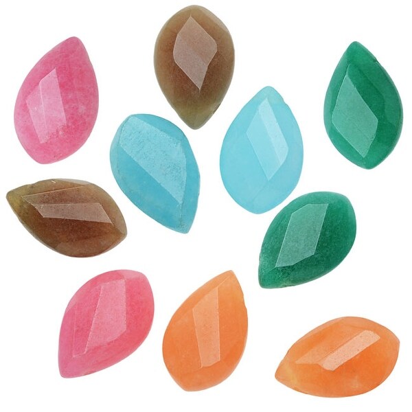 Dyed Candy Jade Gemstone Beads, Faceted Marquise 17-18mm, 10 Pieces, Multi Color