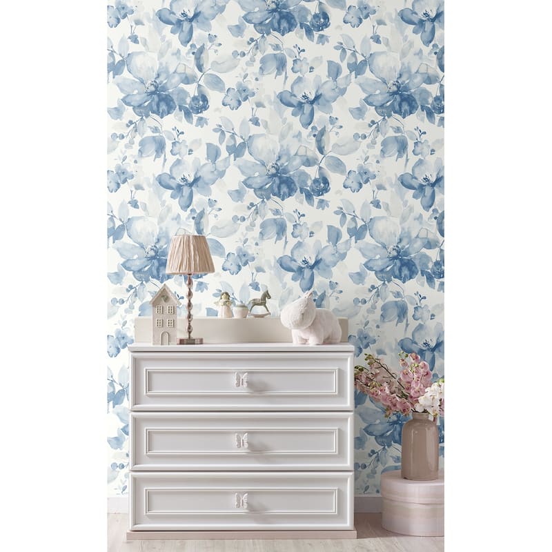Seabrook Designs Watercolor Garden Prepasted Wallpaper