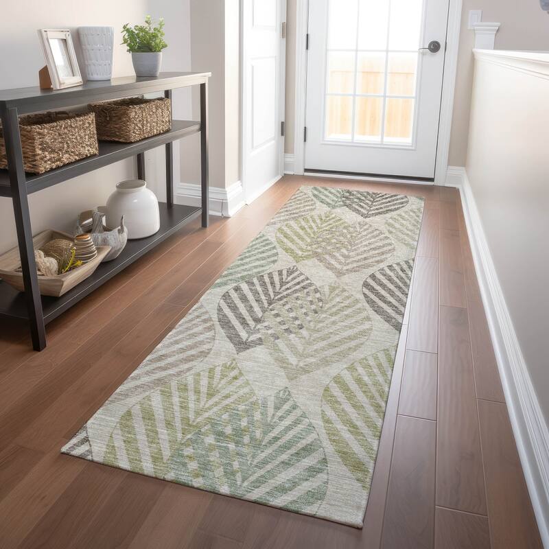 Premium Washable Super Soft Farmhouse Leaves Mayfield Rug - Beige - 2' 3" x 7' 6" - Runner