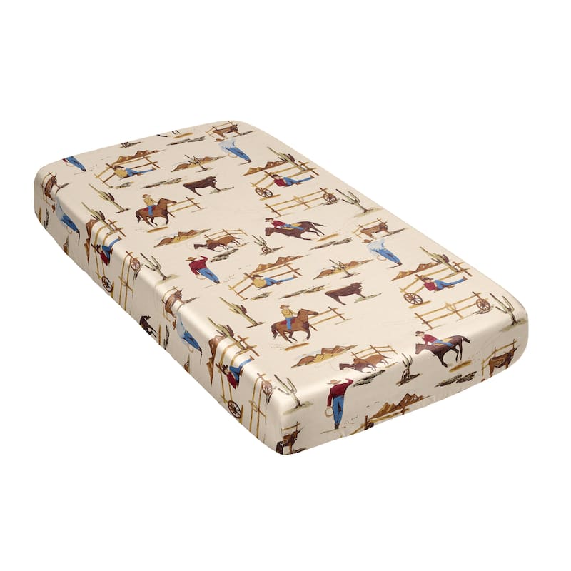 Sweet Jojo Designs Tan Brown Western Cowboy Boy Satin Fitted Crib Sheet Wild West Southern Charm Country South Horse Cow Animal