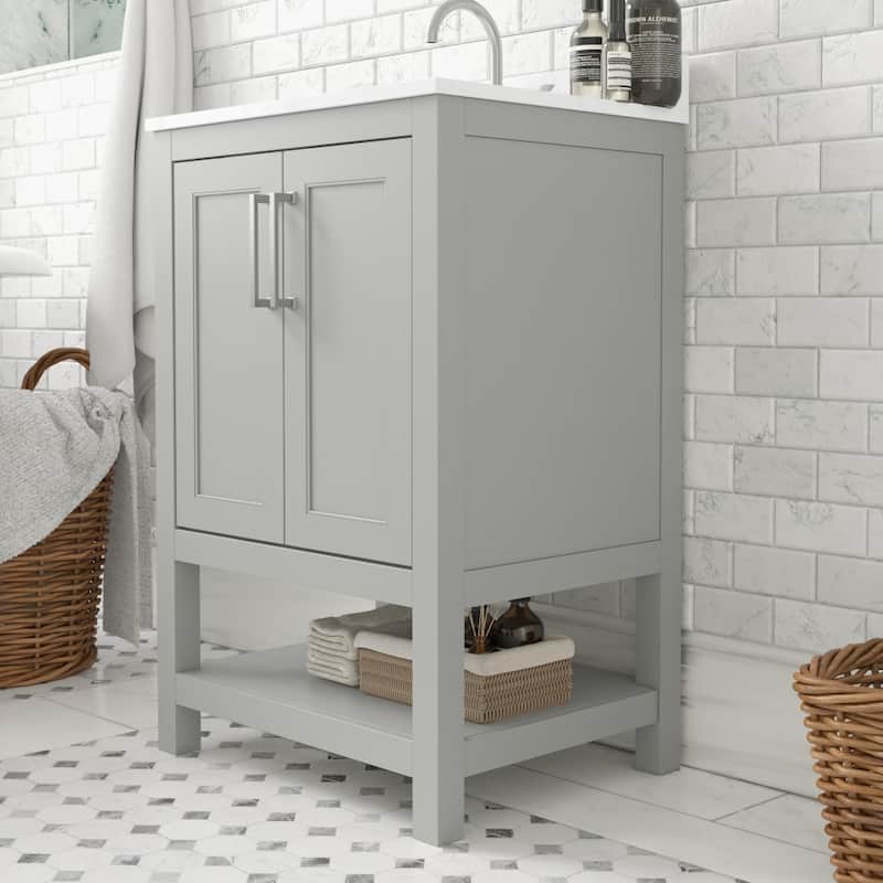 Bathroom Vanity with Undermount Sink and Open Storage Shelf