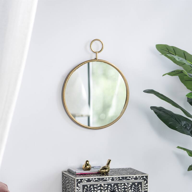 Circle Wall Mirror with Gold Metal Frame