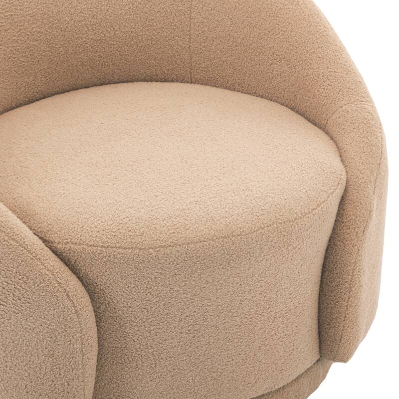 35" W Modern Upholstered Velvet/ Boucle Barrel Swivel Chair