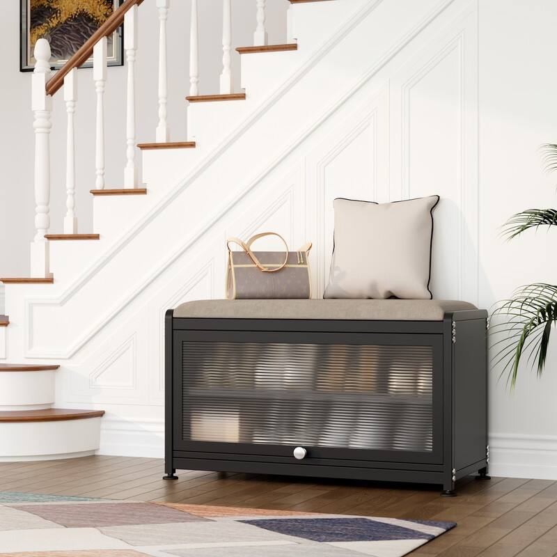 2-Tier Flip-Up Shoe Bench with Storage – 286lb Capacity, Soft Seat & Magnetic Closure