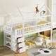 preview thumbnail 16 of 21, Kids and Baby Twin over Twin Bunk Bed with Storage Shelves and Drawers