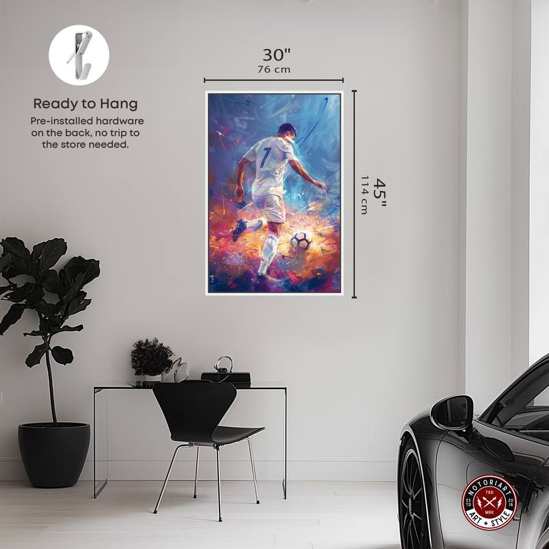Notoriart Bold And Colorful Soccer Player Ii Framed Soccer 1 Piece Canvas Wall Art
