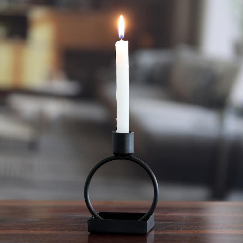 Novica Handmade Modern Glow Iron Candle Holder
